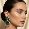 MIRA Green Artificial Stone Bloom Statement Studs