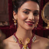 Luxury Deer Cubic Zirconia Statement Necklace Set for Women | Premium Brass Bridal & Party Wear Jewellery with Matching Earrings