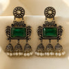 NOOR Green Artificial Stone Veer Jhumka Drops