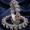Navratri Garba Ghungroo Oxidised Silver Bangle Set (Pack of 2)