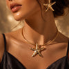Gold Plated Starfish Necklace Earrings Set for Women | Trendy Statement Jewellery Set | Elegant Fashion Jewellery for Party, Casual & Special Occasions