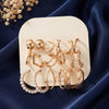Anti-Tarnish Gold Plated Earrings |Chunky Gold & Pearl Hoop Earring Set for Women (9 pairs)