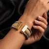 Gold Plated Cuff Bracelet for Women | Adjustable Designer Open Bracelet | Minimal Statement Jewellery | Trendy Fashion Jewellery | Trendy Causal & Party Wear Jewellery