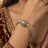 Traditional Dual Tone Textured Beaded Bracelet with Ghungroo