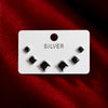 925 Sterling Silver CZ Anti-Tarnish Silver Plated Black Diamond Stud Earrings Set | Stylish Geometric Square Studs for Women