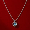 925 Sterling Silver CZ Blue Heart Pendant Necklace for Women | Crystal Heart Necklace
