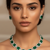 Emerald Square Stone Necklace Set
