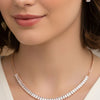 Rose Gold Plated Necklace Set with Matching Earrings for Women | Minimalist Artificial Stone Jewellery Set for Party & Wedding
