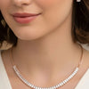 Rose Gold Plated Necklace Set with Matching Earrings for Women | Minimalist Artificial Stone Jewellery Set for Party & Wedding