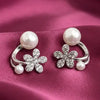 SILVER Floral Pearl Earrings for Women