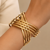 Anti-Tarnish Gold Plated Cuff Bracelet for Women | Adjustable Designer Open Bangle | Minimal Statement Jewellery | Trendy Fashion Jewellery | Trendy Causal & Party Wear Jewellery