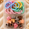 Hair Accessories Multicolor Set | Pastel Hair Ties & Mini Claw Clips Combo for Girls|(12 clips And 26 rubber band)