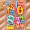 Hair Accessories Multicolor Set | Pastel Hair Ties & Mini Claw Clips Combo for Girls(12 rubber and 12 clips)