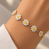 Anti-Tarnish Adjustable Bracelet | Gold Tone White Daisy Floral Charm Bracelet