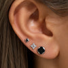 925 Sterling Silver CZ Anti-Tarnish Silver Tone 3-Piece Stud Earrings Set | Black Clover & Crystal Floral Studs