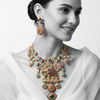 MEHFIL Cubic Zirconia Gold Plated Haathi Kundan Jewellery Set  (Neck Piece & Earrings)