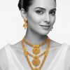 RAAS Gold Plated Temple Layered Necklace Set  (Necklace & Earrings)