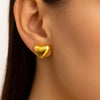 Gold Heart Stud Earrings for Women | Minimal Puffy Heart Fashion Earrings | Trendy Earrings For Causal & Party Wear