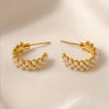Gold Pearl Half Hoop Earrings for Women | Elegant Korean Style Earrings| Trendy Earrings For Causal & Party Wear