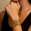 Gold Plated Abstract Cuff Bracelet for Women | Designer Open Statement Bracelet | Modern Fashion Jewellery | Trendy Causal & Party Wear Jewellery
