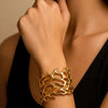 Gold Plated Abstract Cuff Bracelet for Women | Designer Open Statement Bracelet | Modern Fashion Jewellery | Trendy Causal & Party Wear Jewellery