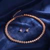 Rose Gold Plated Tennis Necklace Set with Stud Earrings for Women | Elegant Artificial Stone Jewellery Set for Party, Wedding & Anniversary