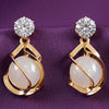 Elegant Pearl Drop Earrings for Women | Gold Tone Crystal Statement Earrings | Trendy Earrings For Causal & Party Wear