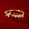 925 Sterling Silver CZ Gold Plated Butterfly Ring for Women | Sparkling Crystal Open Adjustable Ring