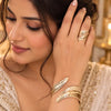 Anti-Tarnish Gold Plated Leaf Design Cuff Bracelet & Ring Set for Women | Elegant Statement Jewellery
