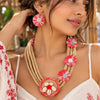 Anti-Tarnish Handmade Red Floral Jute Rope Necklace & Earrings Set for Women | Boho Ethnic Jewellery