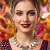 Navratri Garba Party Alloy Silver Multicolor Jewellery Set (Pack of 1)