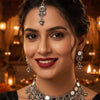 Oxidised Silver Plated Necklace, Earrings & Maangtikka Set For Women | Jewellery Set for Festive, Party & Wedding