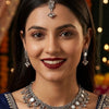 Oxidised Silver Plated Necklace, Earrings & Maangtikka Set For Women | Jewellery Set for Festive, Party & Wedding