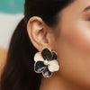 BLACK Floral Statement Earrings for Women