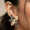 DUAL Tone Floral Earrings for Women