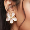 WHITE Floral Stud Earrings for Women