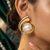 Gold Pearl Spiral Statement Earrings for Women | Modern Chunky Pearl Earrings |Trendy Earrings For Causal & Party Wear