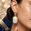 Gold Baroque Pearl Drop Earrings for Women | Elegant Designer Statement Earrings |Trendy Earrings For Causal & Party Wear