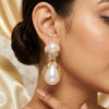 Gold Pearl Teardrop Statement Earrings for Women | Elegant Vintage Drop Earrings | Trendy Earrings For Causal & Party Wear