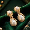 Gold Pearl Teardrop Statement Earrings for Women | Elegant Vintage Drop Earrings | Trendy Earrings For Causal & Party Wear