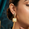 Gold Square Stone Drop Earrings for Women | Elegant Party Wear Earrings | Trendy Earrings For Causal & Party Wear