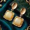 Gold Square Stone Drop Earrings for Women | Elegant Party Wear Earrings | Trendy Earrings For Causal & Party Wear
