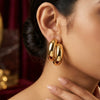 Gold Chunky Hoop Earrings for Women | Minimalist Trendy Hoop Earrings | Trendy Earrings For Causal & Party Wear
