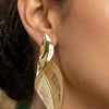 Gold Leaf Drop Statement Earrings for Women | Textured Designer Earrings | Trendy Earrings For Causal & Party Wear
