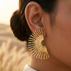 Gold Sunburst Statement Earrings for Women | Geometric Designer Earrings | Trendy Earrings For Causal & Party Wear