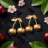 Gold Cherry Statement Earrings for Women | Cute Fruit Inspired Drop Earrings | Trendy Earrings For Causal & Party Wear