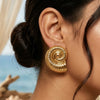 Gold Seashell Spiral Stud Earrings for Women | Coastal Vintage Statement Earrings | Trendy Earrings For Causal & Party Wear