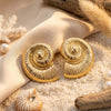 Gold Seashell Spiral Stud Earrings for Women | Coastal Vintage Statement Earrings | Trendy Earrings For Causal & Party Wear
