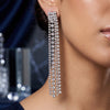 Silver Plated Long Tassel Drop Earrings for Women | Party Wear Artificial Stone Studded Dangle Earrings | Trendy Earrings For Causal & Party Wear