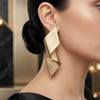 Gold Geometric Twist Drop Earrings for Women | Minimalist Modern Statement Earrings | Fashion Jewelry